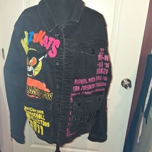 Pull&Bear Black Multicolor Graphic Jean Jacket